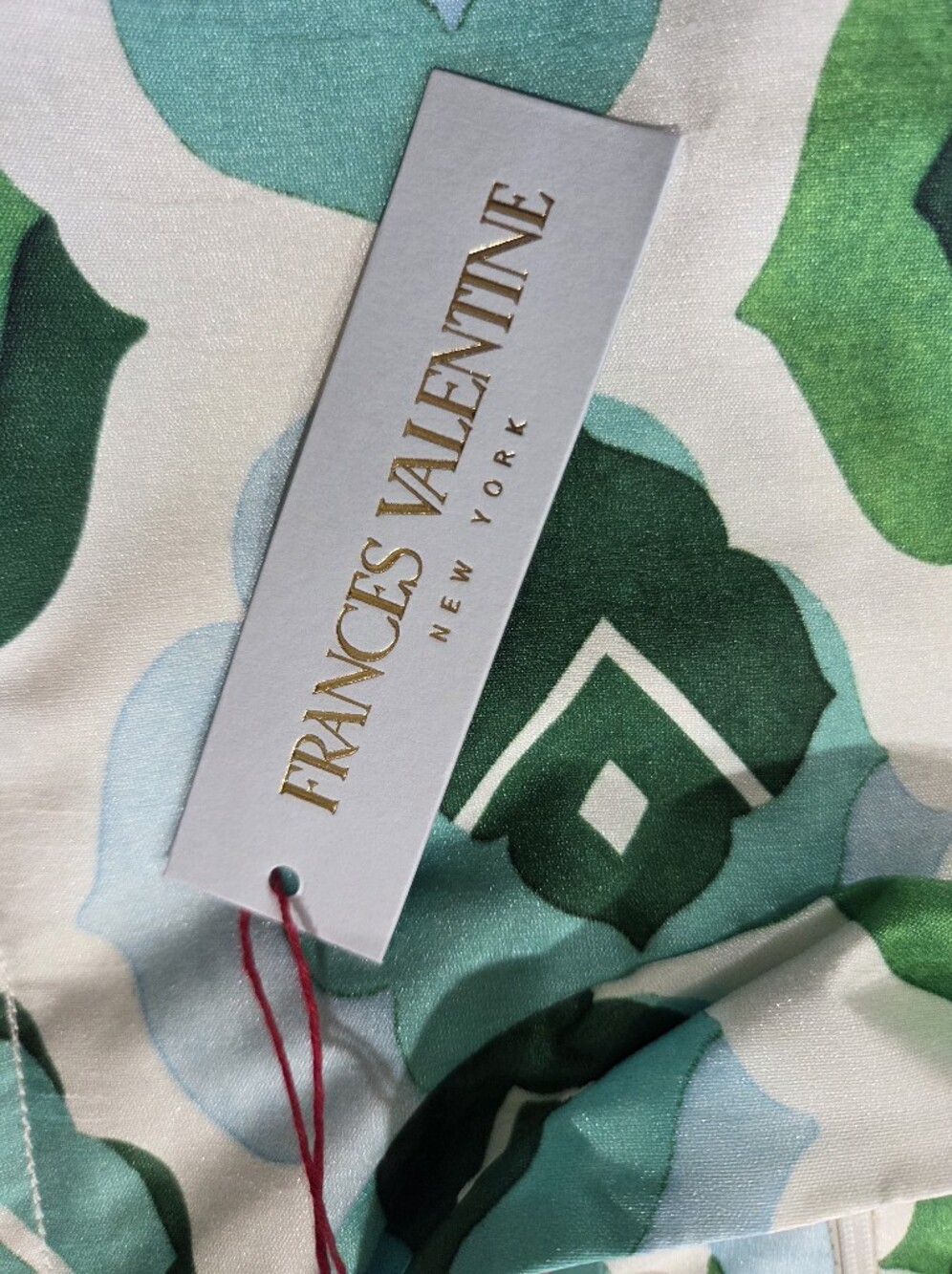 Frances Valentine Green Geo-Print Maxi Dress - Size 12 - Picture 11 of 16